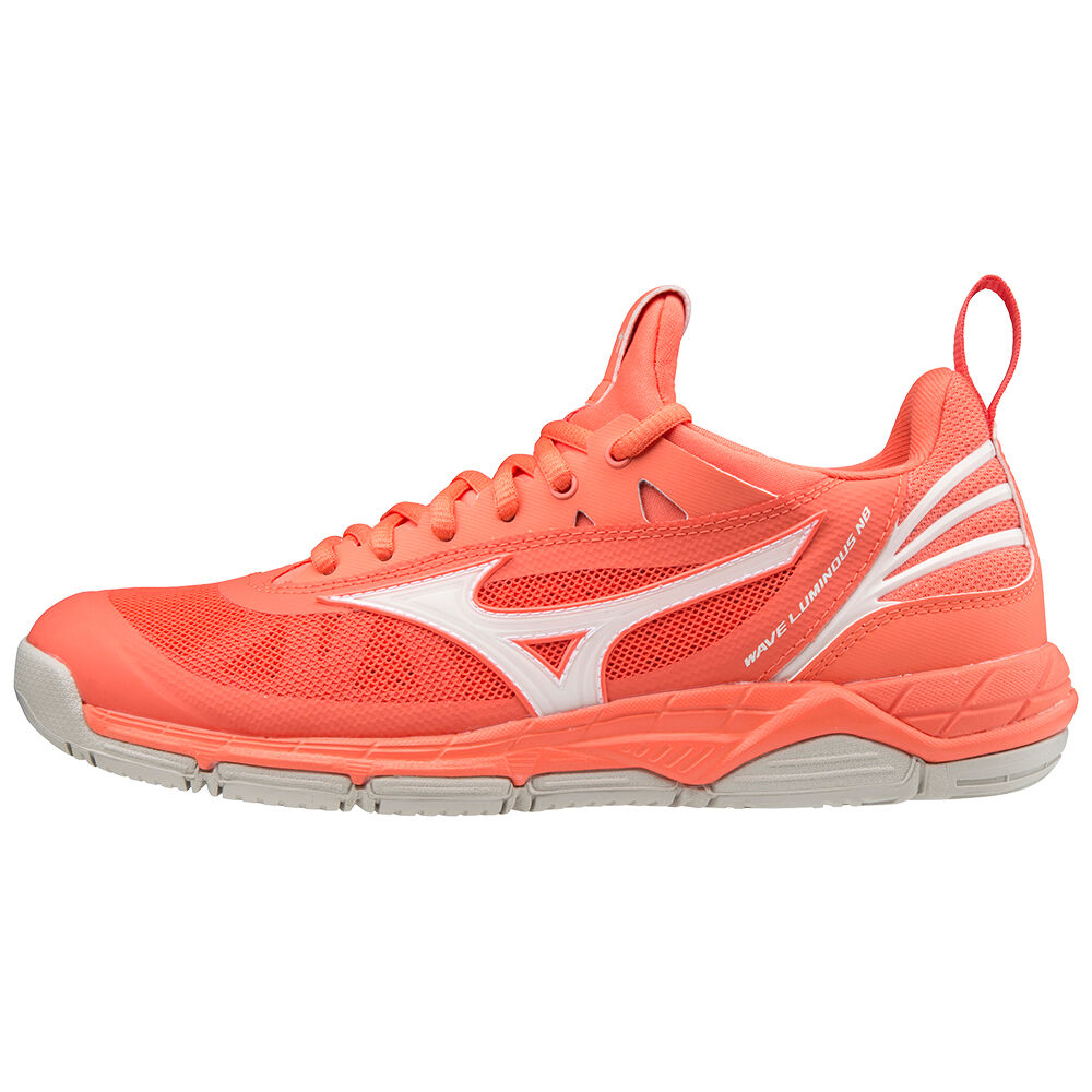 Zapatillas De Baloncesto Mizuno Wave Luminous Nb Mujer Coral/Blancas España TZMP-30578